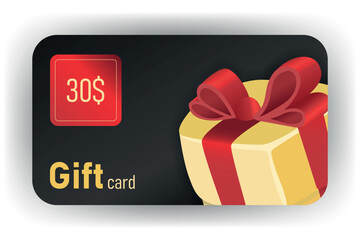 3d reward card. Gift bonus cards, customer loyalty program or rewarded winner