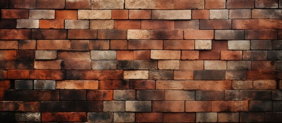 The abstract texture of the cemented brown bricks is prominently featured in this urban scene. The wall stands sturdy and weathered, showcasing the resilience of its construction.