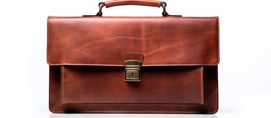 Elegant Brown Leather Briefcase with Polished Metal Handle for Sophisticated Business Professionals