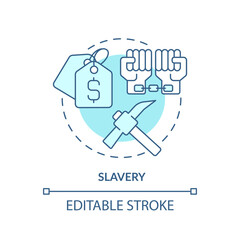 Slavery soft blue concept icon. Social stratification. Human rights deprivation. Slavery abolition. Social issue. Round shape line illustration. Abstract idea. Graphic design. Easy to use in article