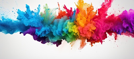 Vibrant Colorful Paint Splashes on Clean White Background for Creative Design Projects