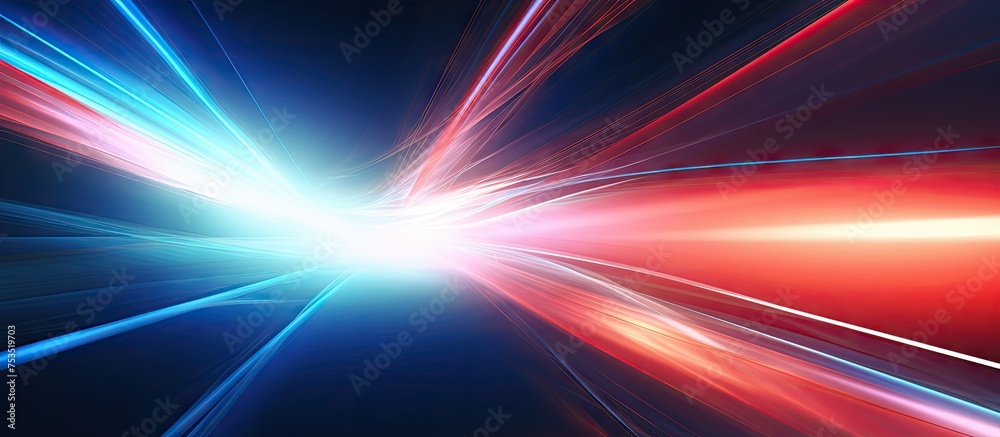 Poster dynamic abstract red and blue background with vibrant light streaks for graphic design