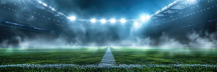 Athletic stadium with a backdrop of lights. Generative Ai.
