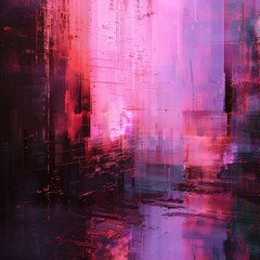 Glitch art with cyberpunk vibes over metallic textures, softened by subtle shadows.