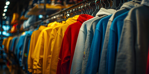Colorful clothes in the shop - obrazy, fototapety, plakaty
