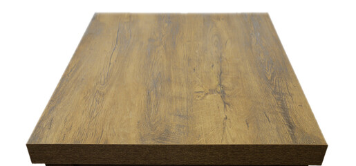 Realistic Wood table perspective view, wooden seamless surface of desk, kitchen top made of brown timber board isolated on white background. Tabletop interior design element. Wooden table