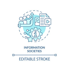 Information societies soft blue concept icon. Technological progress. Internet and social media. Round shape line illustration. Abstract idea. Graphic design. Easy to use in article