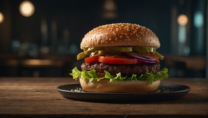 Hamburger on the table
