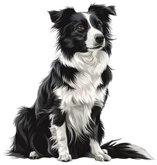 Attentive Border Collie Sitting Proudly in Studio - A Study in Contrast - Generative AI