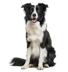 Attentive Border Collie Sitting Proudly in Studio - A Study in Contrast - Generative AI