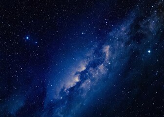 Naklejka na ściany i meble Deep blue night sky universe with stars, nebula and galaxy