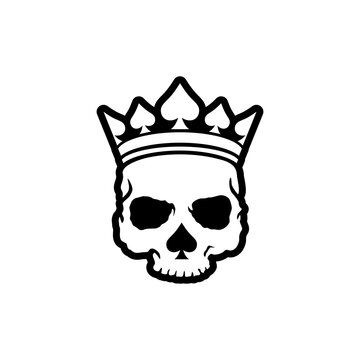 Skull Head with spades Crown Illustrations Logo Design