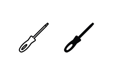 Slotted common blade screwdriver flat vector icon for apps and websites