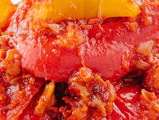 Obraz premium Pickled red bell pepper with oil