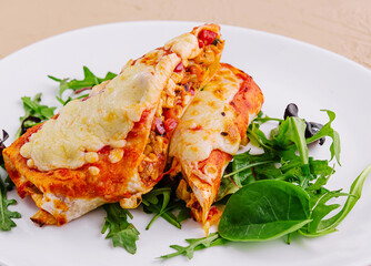 Mexican quesadilla with corn and tomato