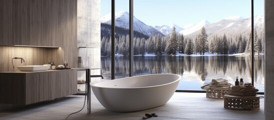 Contemporary bathroom design featuring a bathtub