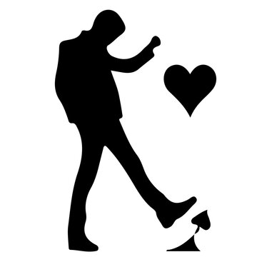 recommend clip art: silhouette of a person with a heart l playing cards
