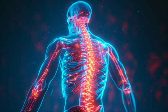3d illuminated human skeleton anatomy