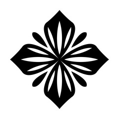 abstract geometric ornamental flower head, geometric black symmetric floral decoration