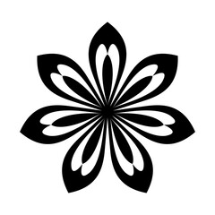 abstract geometric ornamental flower head, geometric black symmetric floral decoration