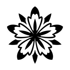 abstract geometric ornamental flower head, geometric black symmetric floral decoration