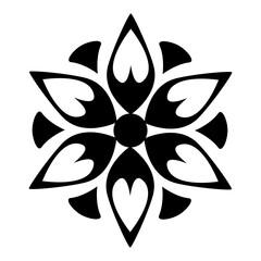 abstract geometric ornamental flower head, geometric black symmetric floral decoration