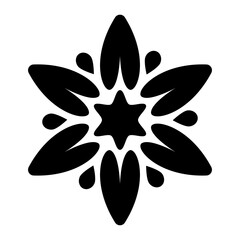 abstract geometric ornamental flower head, geometric black symmetric floral decoration