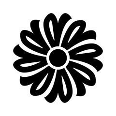 abstract geometric ornamental flower head, geometric black symmetric floral decoration