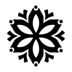 abstract geometric ornamental flower head, geometric black symmetric floral decoration