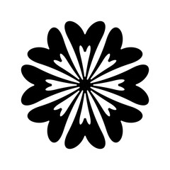 Obraz premium abstract geometric ornamental flower head, geometric black symmetric floral decoration