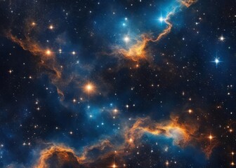 Deep night sky universe with stars, nebula and galaxy - obrazy, fototapety, plakaty