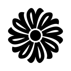 abstract geometric ornamental flower head, geometric black symmetric floral decoration