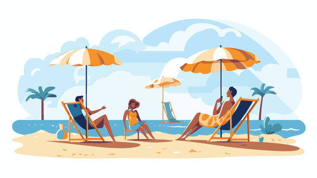 Vector beach situation on a white background.