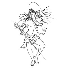 lord shiva mahashivratri line drawing vector