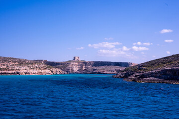 Fototapeta na wymiar Saint Mary's watchtower on the beautiful Island of Comino, Malta
