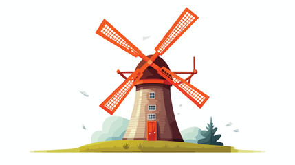 Windmill button isolated. Flat vector illustration. - obrazy, fototapety, plakaty