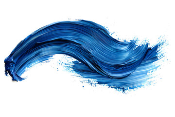 Electric blue paint stroke on white canvas, liquid art with wind wave pattern