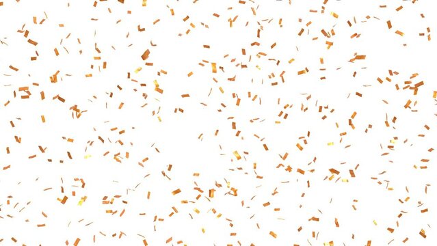 x5 gold confetti rain launched from a cannon slowly falling - separated alpha channel