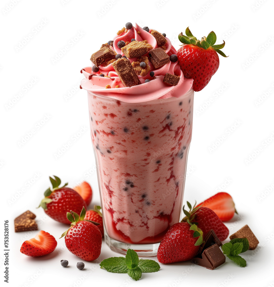 Sticker strawberry raspberry smoothie isolated