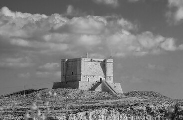 Saint Mary's watchtower on the beautiful Island of Comino, Malta