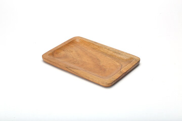 hand crafted wooden kitchen ware isolated on white background