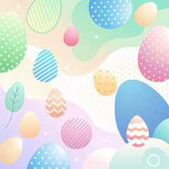 happy easter eggs banner. trendy easter pattern design with typography, eggs in pastel colors. modern minimal style. poster, greeting card. 