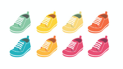 Silhouette kids shoes on white background .. Flatvector
