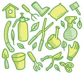 Gardening doodle art vector illustration colorful