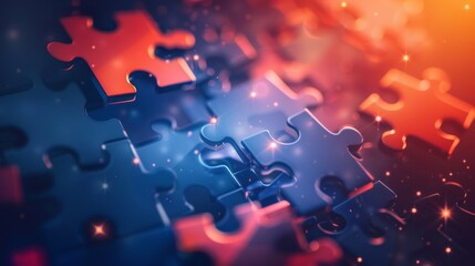 Abstract team building and collaboration background with interconnected puzzle pieces