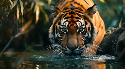 a cinematic and Dramatic portrait image for tiger
