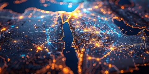 Saudi Arabia's Middle East and North on an abstract map. Generative Ai