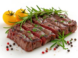 roasted piece of beef white background