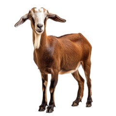 Nubian goat in natural pose isolated on white background, photo realistic