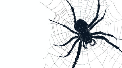 Spider in web. Vector illustration on white background